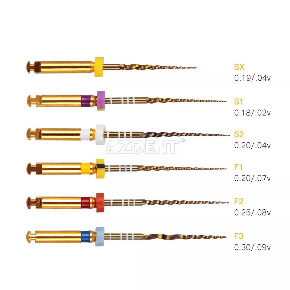 AZDENT Gold Taper – περιστρεφόμενες ρίνες NiTi SX–F3, 6 τεμάχια - Image 3